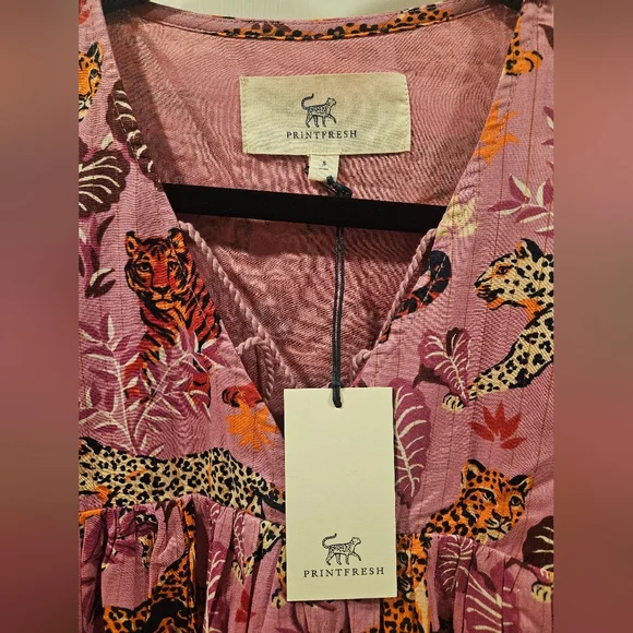 Printfresh Feline Fatale- Day Tripper Dress Lovely Lilac Size Small Nwt - Picture 3 of 3